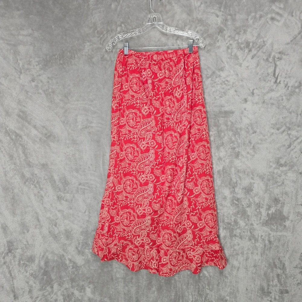 Universal Thread Skirt Women S Red Paisley Faux Wrap Ruffle Maxi Cottage Coastal